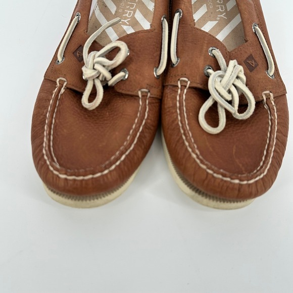 Sperry Top Sider Men's Brown Leather Boat Shoes Size 9  Lace Up Preppy Sailing - Picture 2 of 5